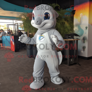 Sølv Dolphin maskot kostume...