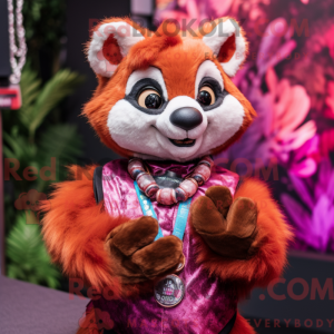 Magenta Red Panda mascot...