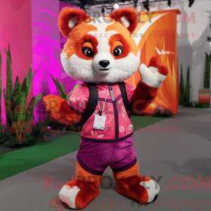Magenta Red Panda mascot...