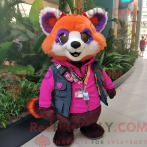 Magenta Red Panda mascot...