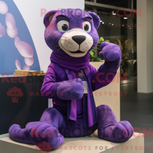 Lila Panther Maskottchen...