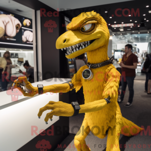 Yellow Utahraptor mascot...