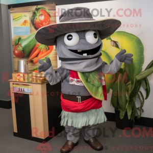 Gray Fajitas mascot costume...