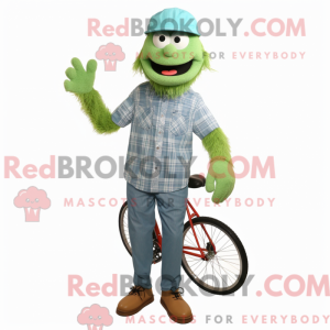 Grøn Unicyclist maskot...