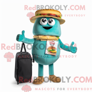 Teal Hamburger mascot...