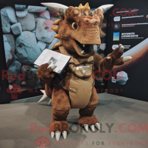 Brun Triceratops maskot...
