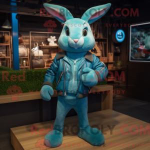 Cyan Wild Rabbit mascot...