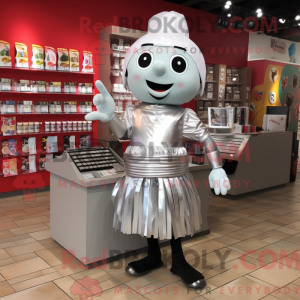Sølv Acrobat maskot kostume...