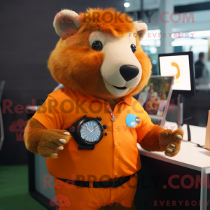 Orange Capybara mascot...