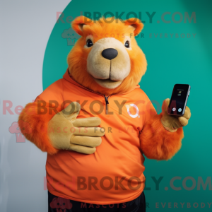 Orange Capybara maskot...