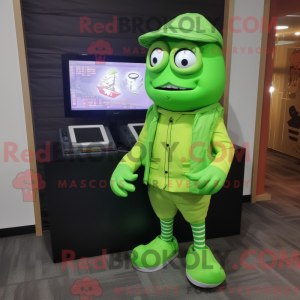 Lime Green Computer mascot...