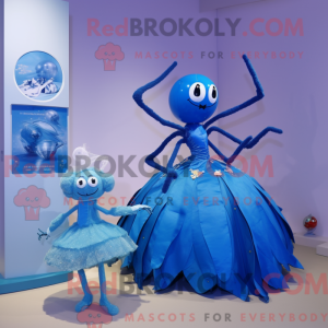 Blue Spider mascot costume...