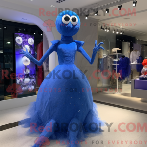 Blue Spider mascot costume...