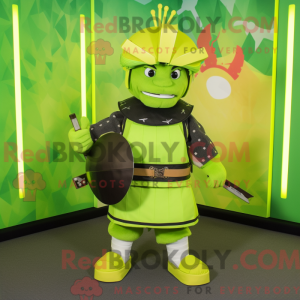 Lime Green Samurai mascot...