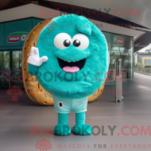 Teal Donut mascottekostuum...