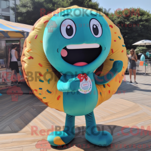 Teal Donut mascottekostuum...