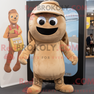 Tan Moussaka mascot costume...