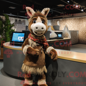 Brown Donkey mascot costume...