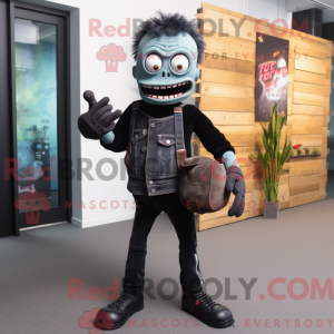 Black Zombie mascot costume...