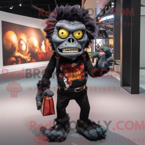 Black Zombie mascot costume...