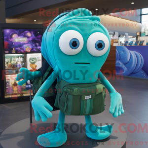 Teal Squid mascot costume...