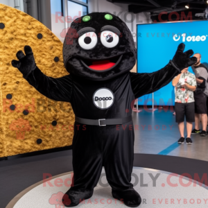 Svart Pizza maskot kostyme...