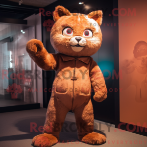 Brun katt-maskot-draktfigur...