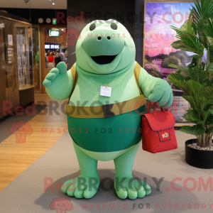 Green Walrus mascot costume...