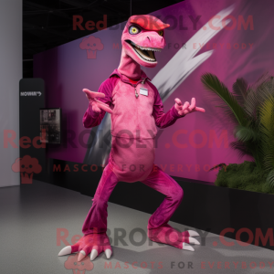 Magenta Velociraptor maskot...