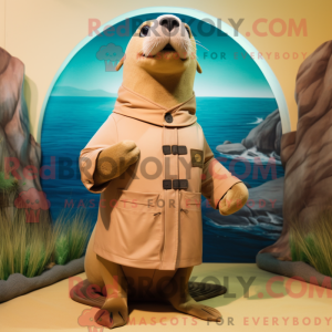 Beige Sea Lion mascot...