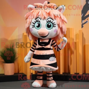 Peach Zebra mascot costume...