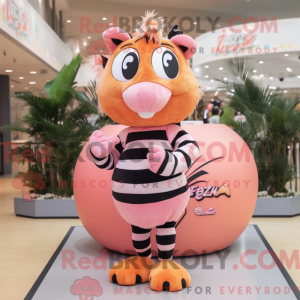Peach Zebra mascot costume...