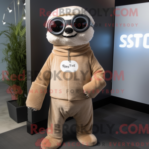 Beige Sloth mascot costume...