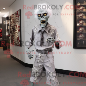 Sølv Zombie maskot kostume...