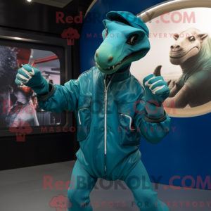 Teal Parasaurolophus mascot...