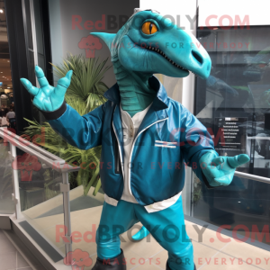 Teal Parasaurolophus mascot...