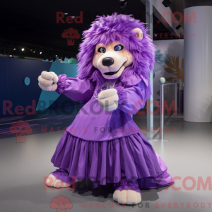 Purple Tamer Lion mascot...