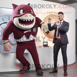 Maroon Megalodon mascot...