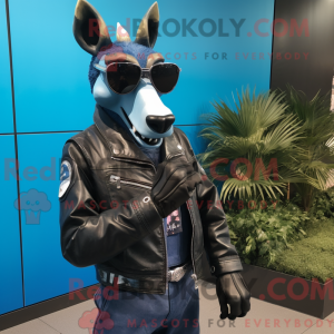 Blå Okapi maskot kostume...