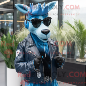 Blå Okapi maskot kostume...