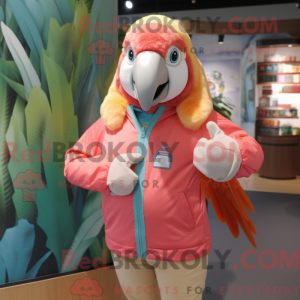 Peach Macaw mascot costume...