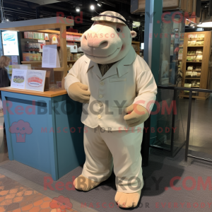 Beige Hippopotamus mascot...