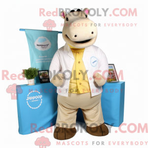 Beige flodhest maskot drakt...