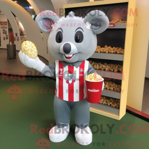 Grå Pop Corn maskot kostume...