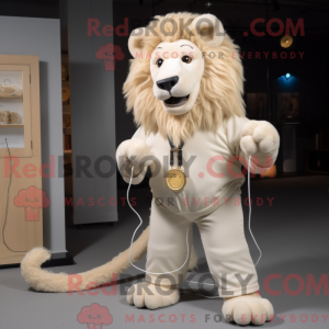 Cream Lion maskot kostume...