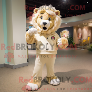 Cream Lion maskot kostume...