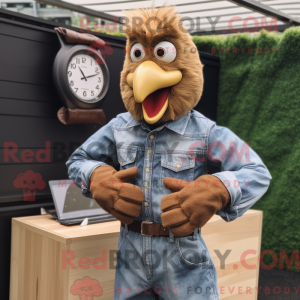 Brun kylling maskot kostume...