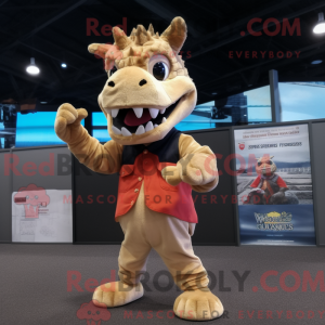Tan Dragon mascottekostuum...