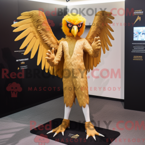 Gold Harpy maskot kostume...