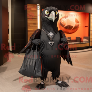 Sort Falcon maskot kostume...